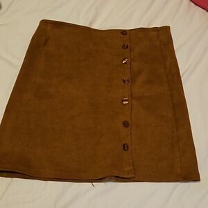 Brown Faux Suede High Waisted Mini Skirt Size S